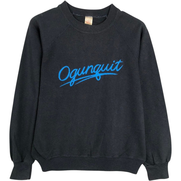 70'S Sportswear Printed Sweatshirt, Made in USA, Women's Size M (Equivalent), Vintage acrylic black type Vintage Second Hand