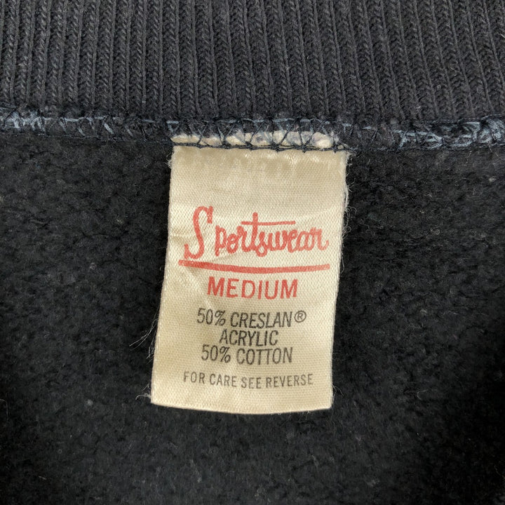 70'S Sportswear Printed Sweatshirt, Made in USA, Women's Size M (Equivalent), Vintage acrylic black type Vintage Second Hand