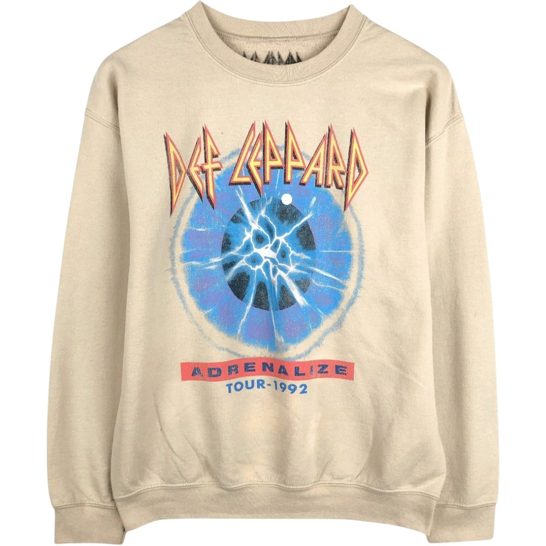 DEF LEPPARD band sweatshirt, size M, men's cotton Beige type Vintage Second Hand