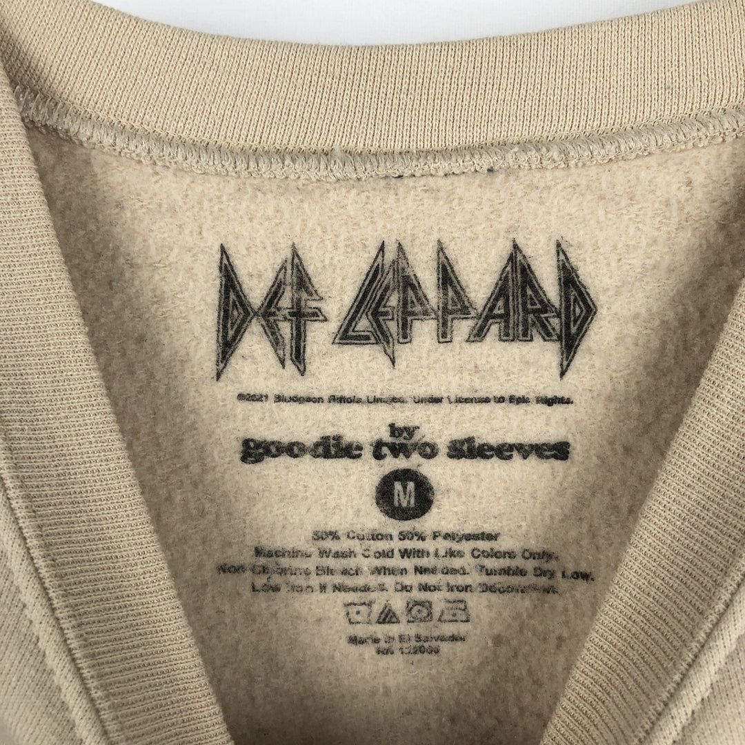 DEF LEPPARD band sweatshirt, size M, men's cotton Beige type Vintage Second Hand