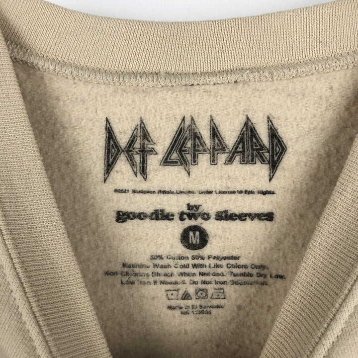 DEF LEPPARD band sweatshirt, size M, men's cotton Beige type Vintage Second Hand