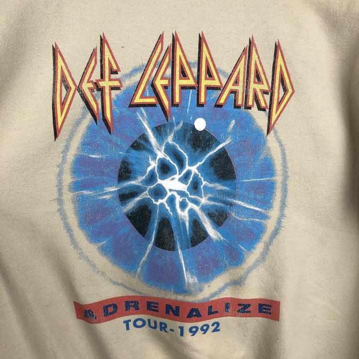 DEF LEPPARD band sweatshirt, size M, men's cotton Beige type Vintage Second Hand