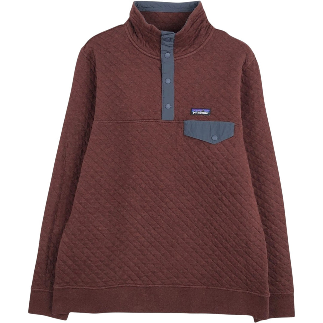 Patagonia Organic Cotton 25281FA17 Quilted Snap-T Half-Snap Sweatshirt, Women's Size L (approx.) cotton bordeaux Vintage Second Hand