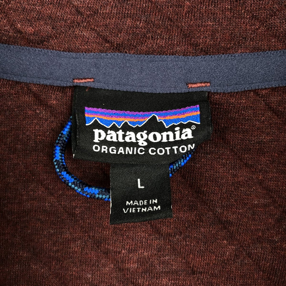Patagonia Organic Cotton 25281FA17 Quilted Snap-T Half-Snap Sweatshirt, Women's Size L (approx.) cotton bordeaux Vintage Second Hand