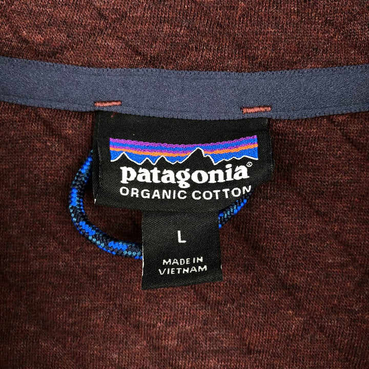 Patagonia Organic Cotton 25281FA17 Quilted Snap-T Half-Snap Sweatshirt, Women's Size L (approx.) cotton bordeaux Vintage Second Hand