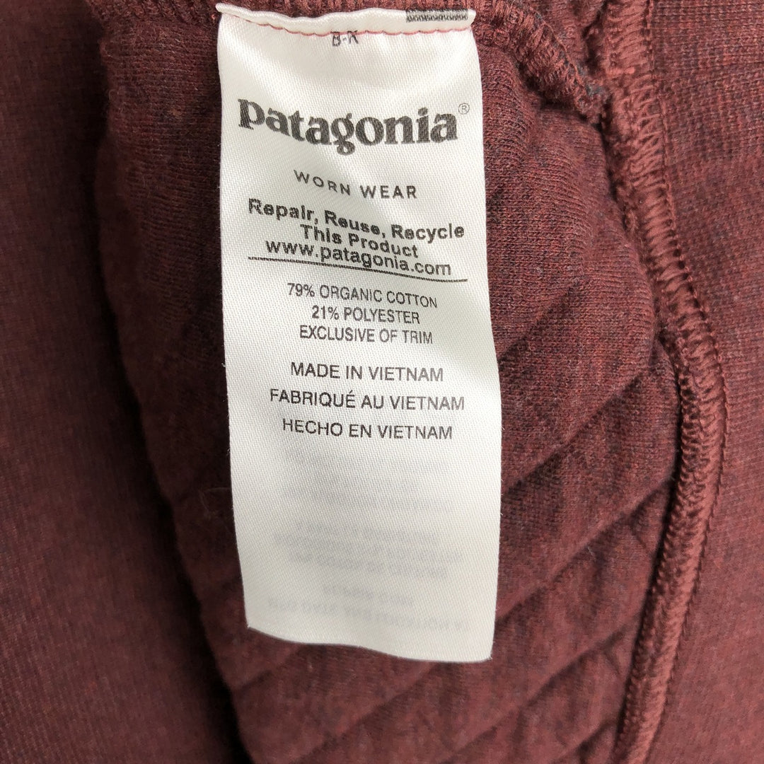 Patagonia Organic Cotton 25281FA17 Quilted Snap-T Half-Snap Sweatshirt, Women's Size L (approx.) cotton bordeaux Vintage Second Hand