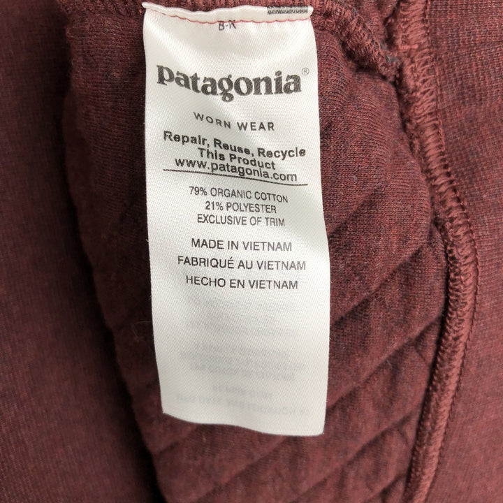 Patagonia Organic Cotton 25281FA17 Quilted Snap-T Half-Snap Sweatshirt, Women's Size L (approx.) cotton bordeaux Vintage Second Hand