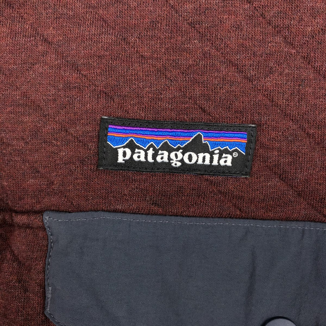 Patagonia Organic Cotton 25281FA17 Quilted Snap-T Half-Snap Sweatshirt, Women's Size L (approx.) cotton bordeaux Vintage Second Hand