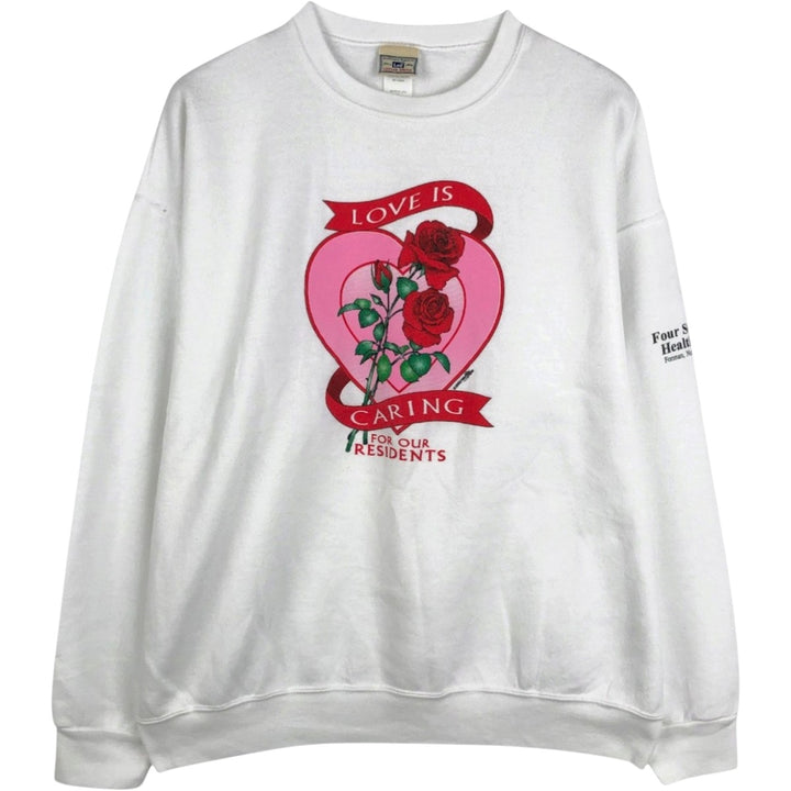 Lee printed sweatshirt, made in the USA, women's size XL equivalent. cotton white type Vintage Second Hand