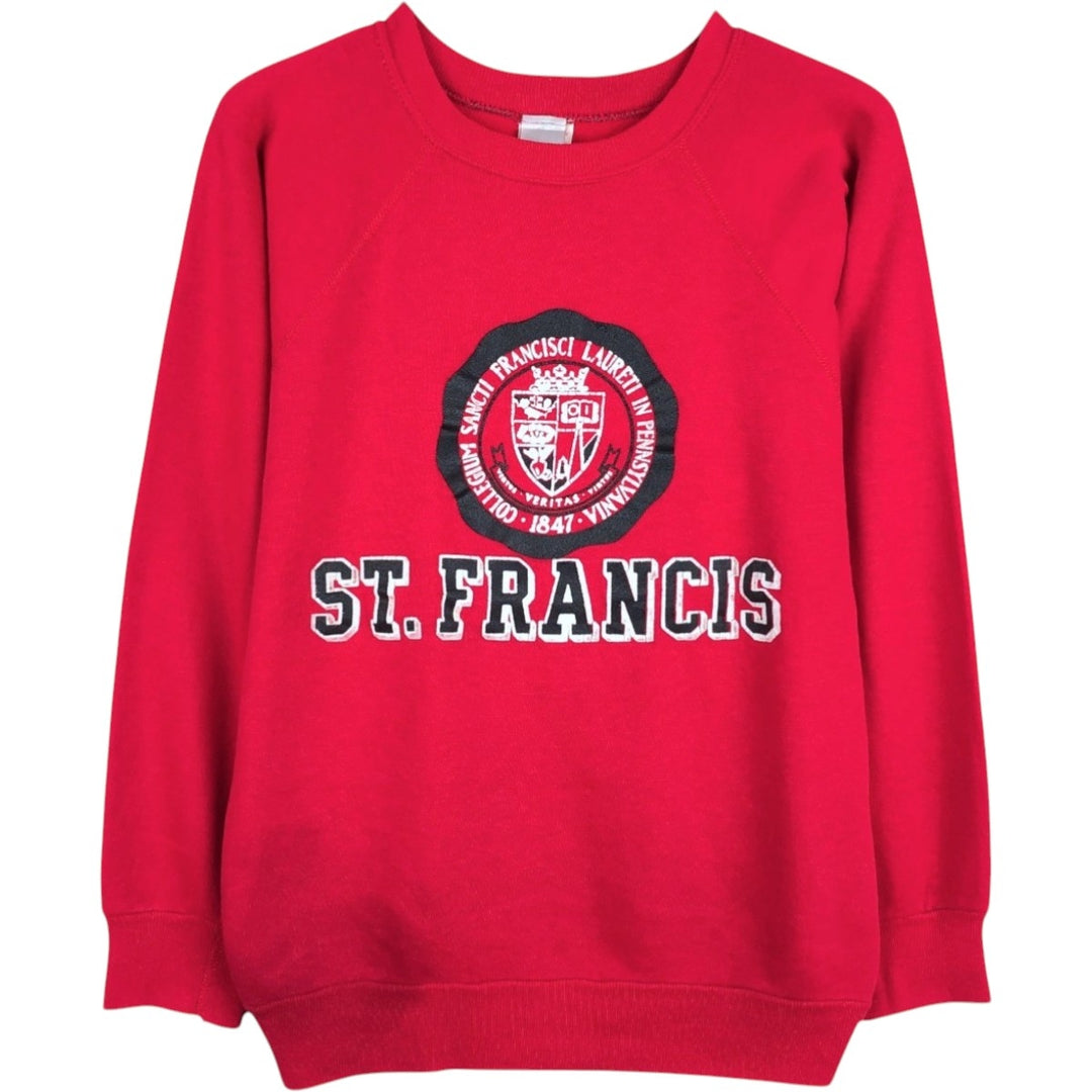 80s-90'S College Sweatshirt, Made in USA, Women's Size M (Equivalent), Vintage acrylic red type Vintage Second Hand