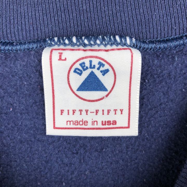 90'S Delta University of Michigan Triple Print College Sweatshirt, Made in USA, Women's Size L (Equivalent), Vintage polyester navy blue type Vintage Second Hand