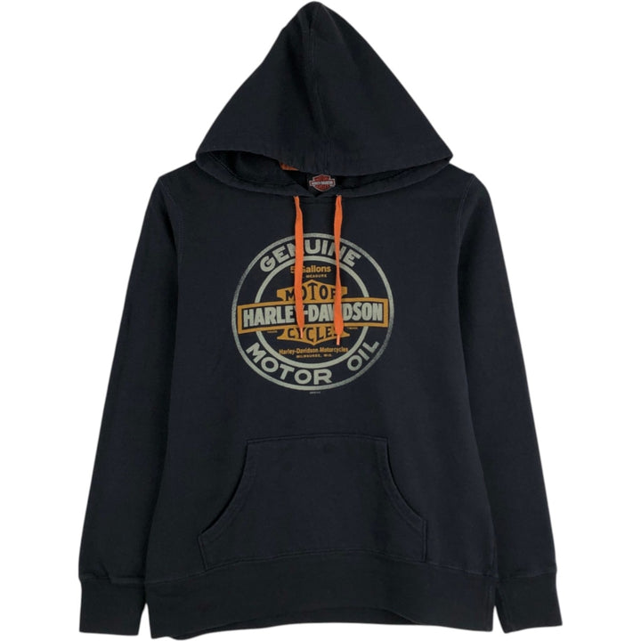 Harley-Davidson Advertising Sweatshirt Pullover Hoodie, Women's Size M (approx.) cotton black type Vintage Second Hand
