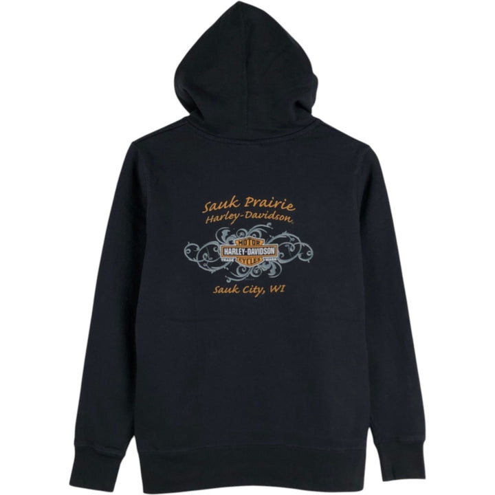 Harley-Davidson Advertising Sweatshirt Pullover Hoodie, Women's Size M (approx.) cotton black type Vintage Second Hand