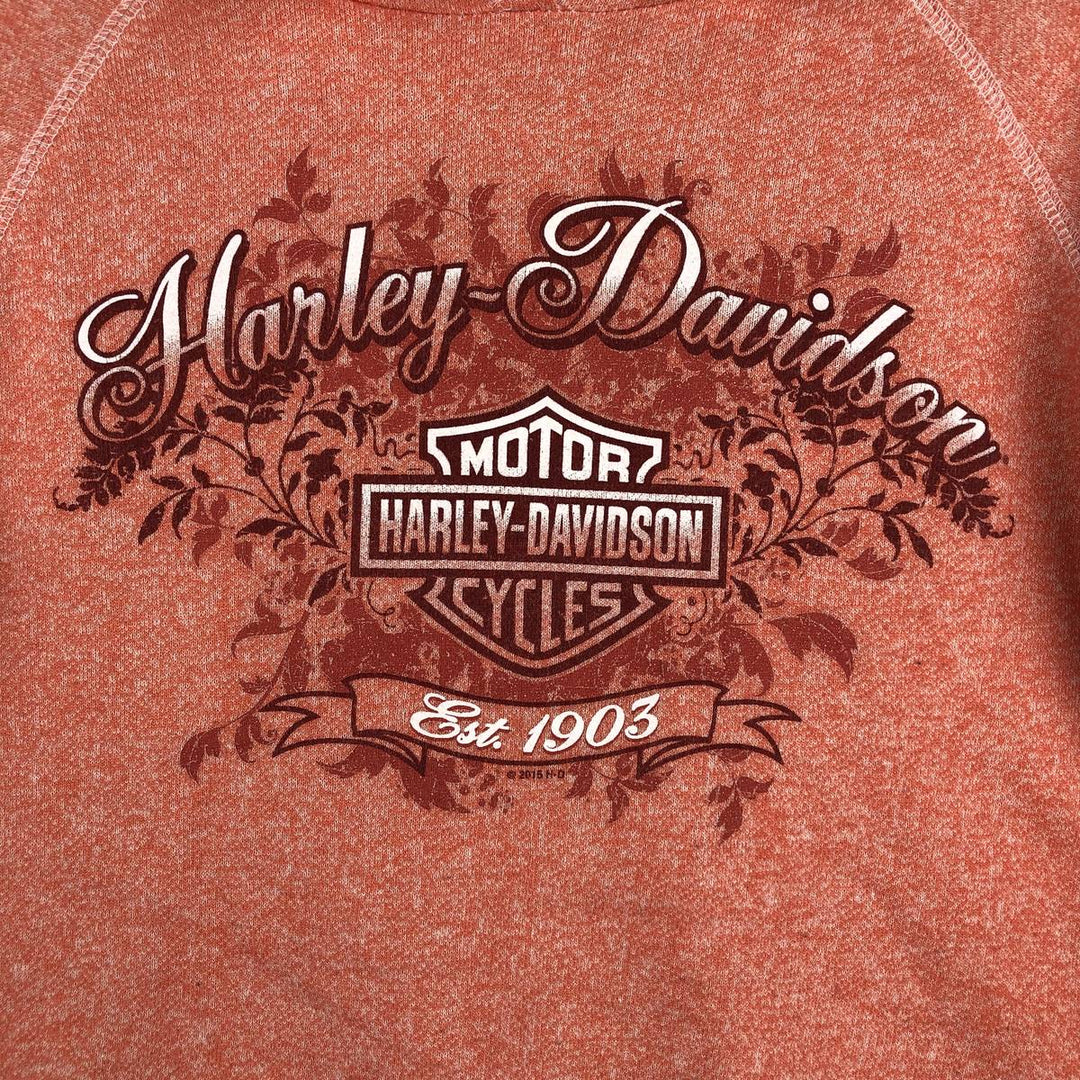 Harley-Davidson Advertising Sweatshirt Pullover Hoodie, Women's Size S (approx.) cotton coral Vintage Second Hand