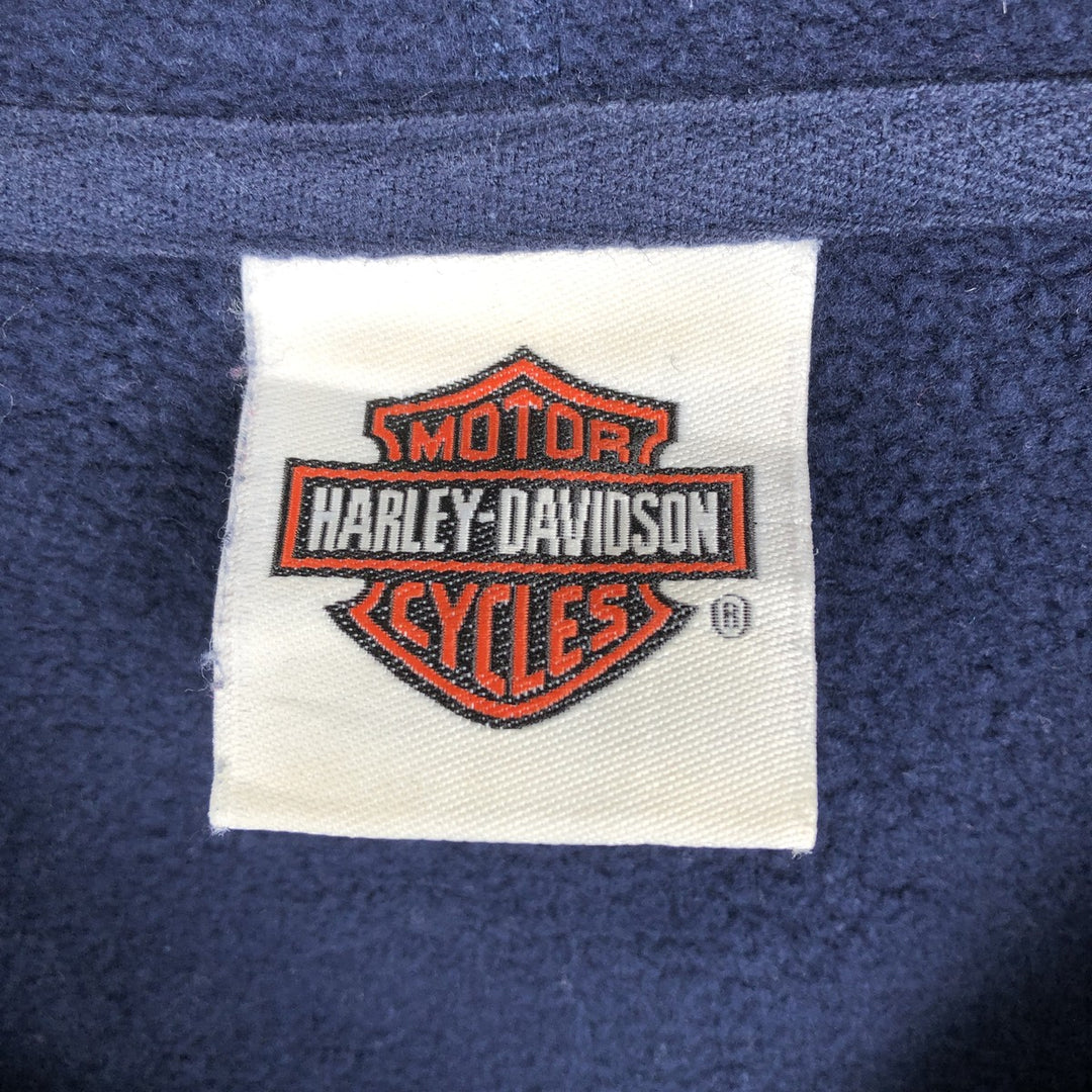 2000'S Harley-Davidson V-neck advertising sweatshirt pullover hoodie, women's size L equivalent. cotton navy blue type Vintage Second Hand