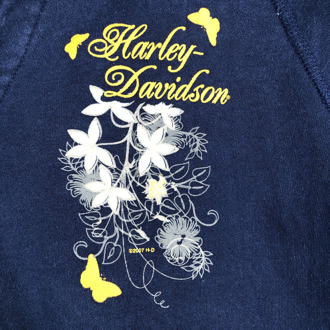 2000'S Harley-Davidson V-neck advertising sweatshirt pullover hoodie, women's size L equivalent. cotton navy blue type Vintage Second Hand