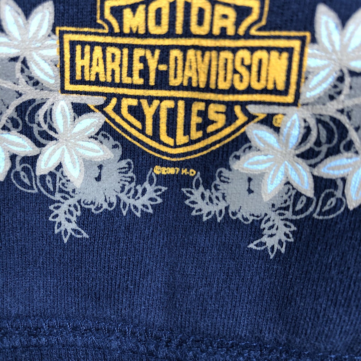 2000'S Harley-Davidson V-neck advertising sweatshirt pullover hoodie, women's size L equivalent. cotton navy blue type Vintage Second Hand