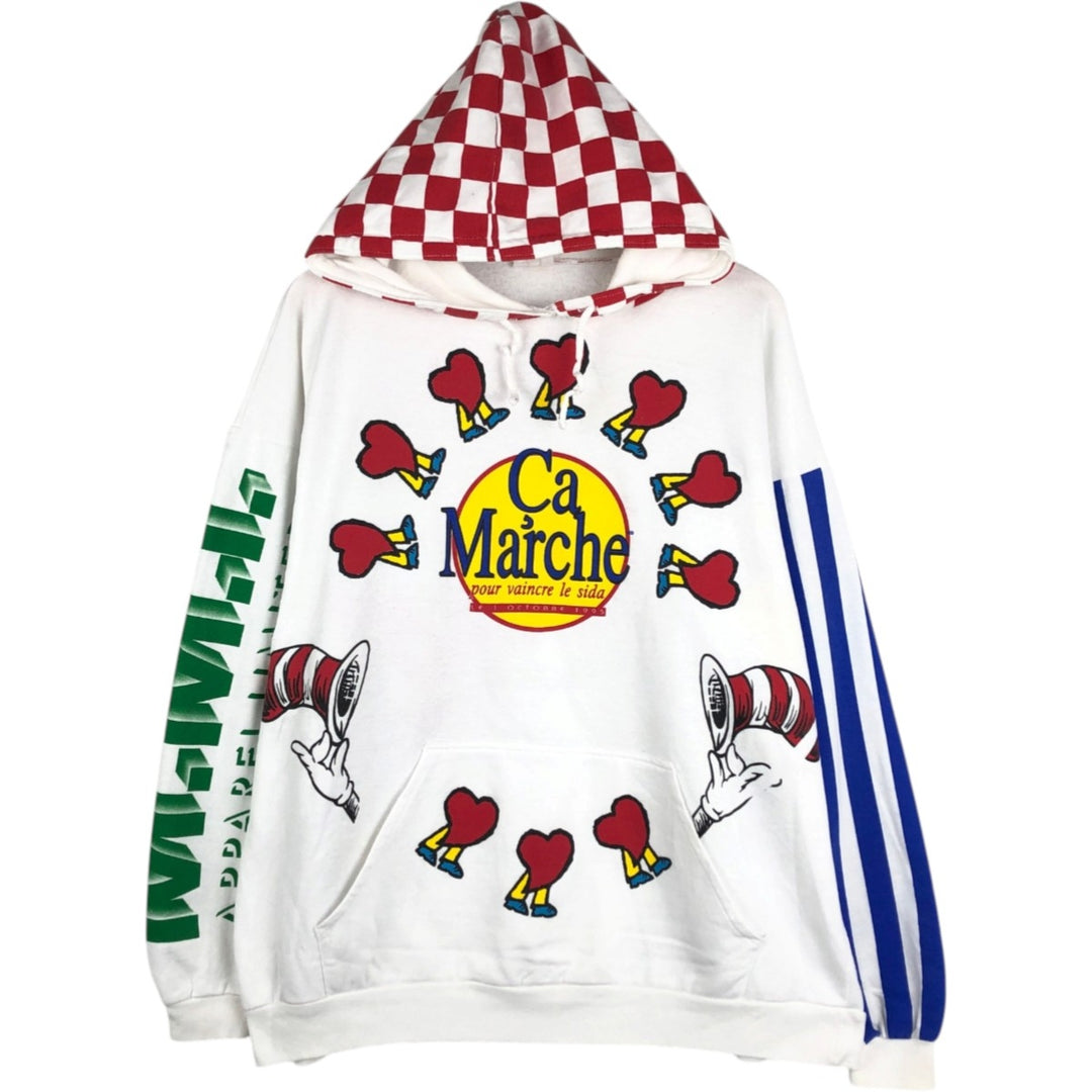 MMI DR.SEUSS Large Print Character Sweatshirt Pullover Hoodie (Women's XL equivalent) unclear white type Vintage Second Hand