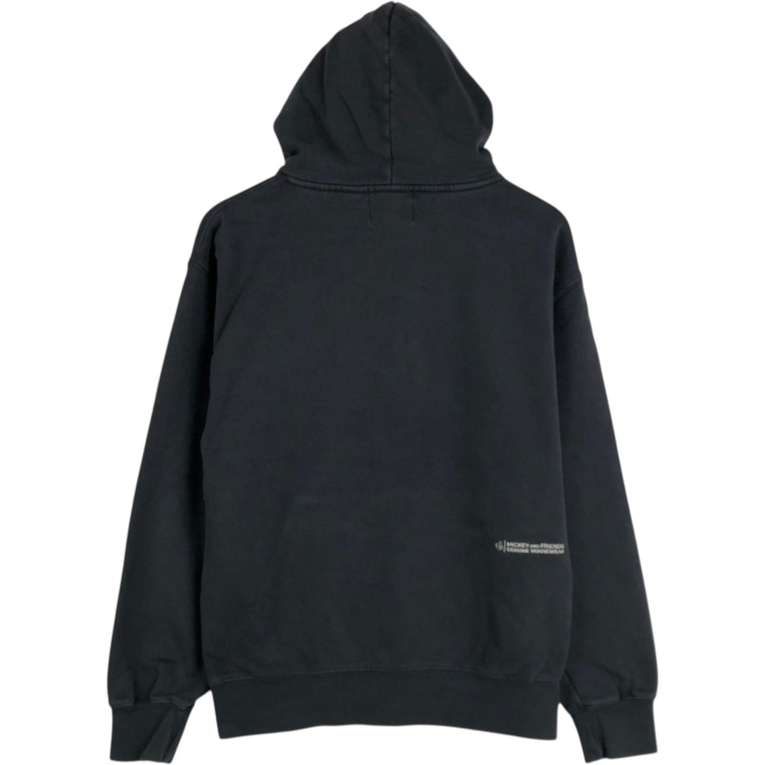 Disney MICKEY MOUSE character sweatshirt pullover hoodie, men's size S (approx.) cotton black type Vintage Second Hand