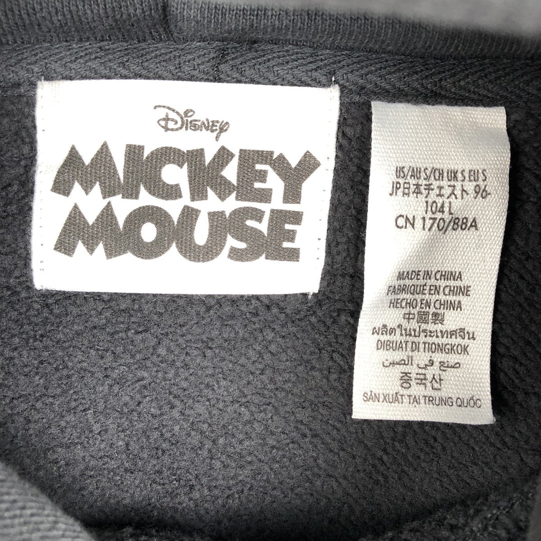 Disney MICKEY MOUSE character sweatshirt pullover hoodie, men's size S (approx.) cotton black type Vintage Second Hand