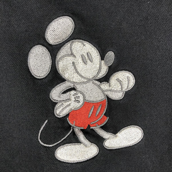 Disney MICKEY MOUSE character sweatshirt pullover hoodie, men's size S (approx.) cotton black type Vintage Second Hand