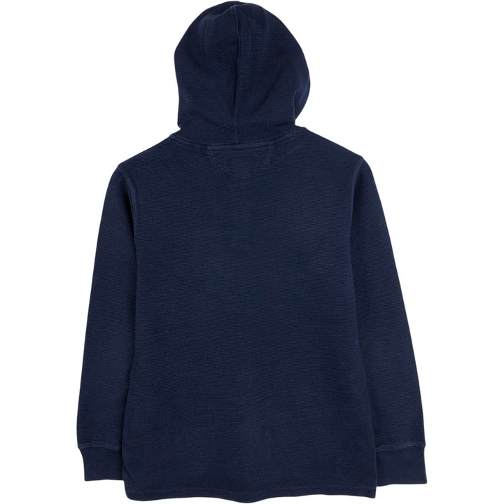 Ralph Lauren POLO RALPH LAUREN Half-Button Hooded Thermal Long-Sleeve T-Shirt, Waffle Knit, Women's Size M (approx.) cotton navy blue type Vintage Second Hand