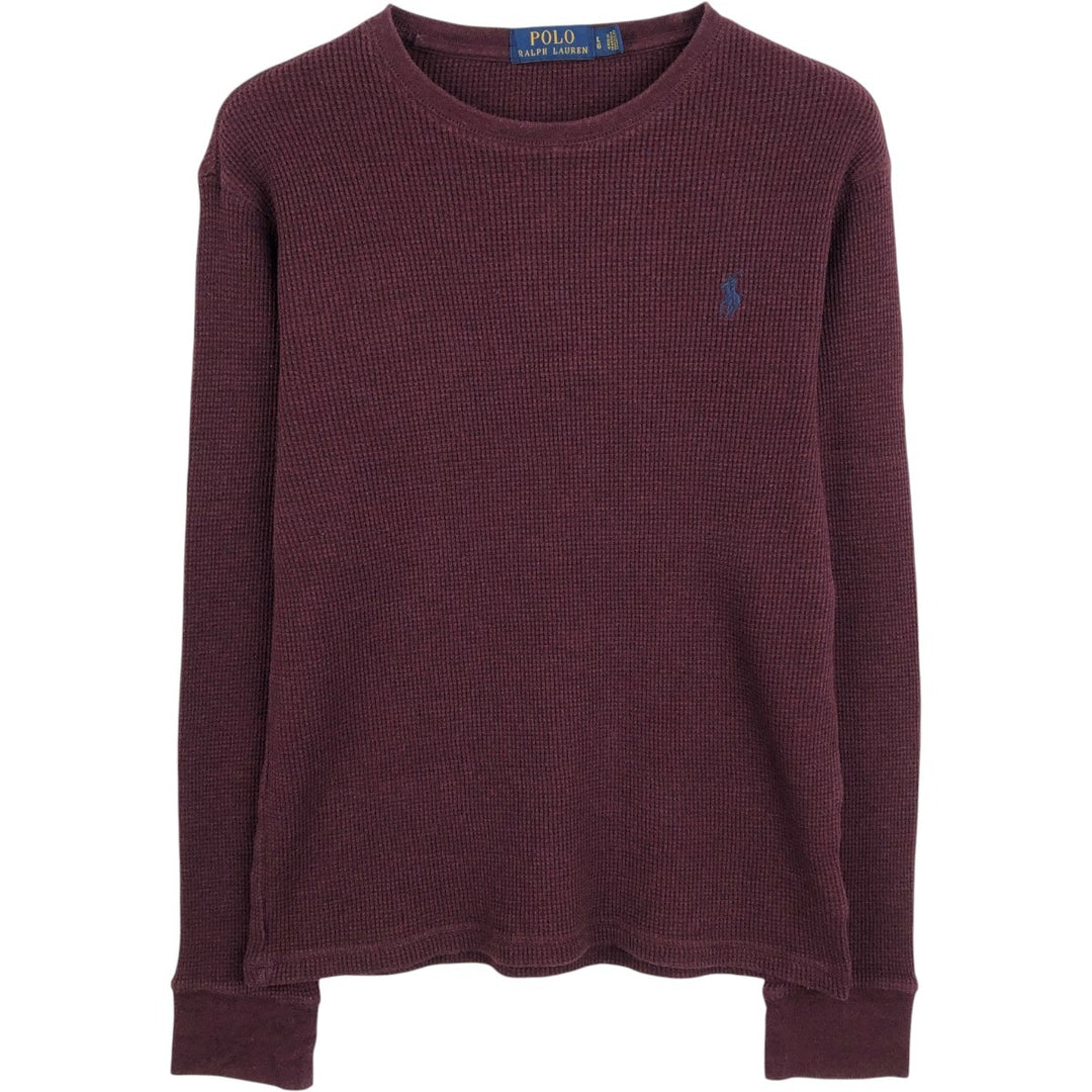 Ralph Lauren POLO RALPH LAUREN Thermal Long-Sleeve T-Shirt, Waffle Pattern, Women's Size L (approx.) cotton bordeaux Vintage Second Hand