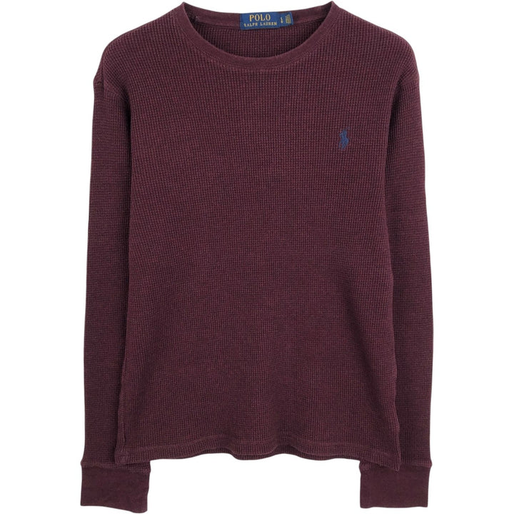 Ralph Lauren POLO RALPH LAUREN Thermal Long-Sleeve T-Shirt, Waffle Pattern, Women's Size L (approx.) cotton bordeaux Vintage Second Hand