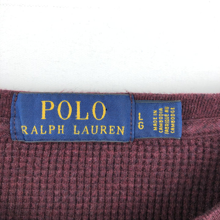 Ralph Lauren POLO RALPH LAUREN Thermal Long-Sleeve T-Shirt, Waffle Pattern, Women's Size L (approx.) cotton bordeaux Vintage Second Hand