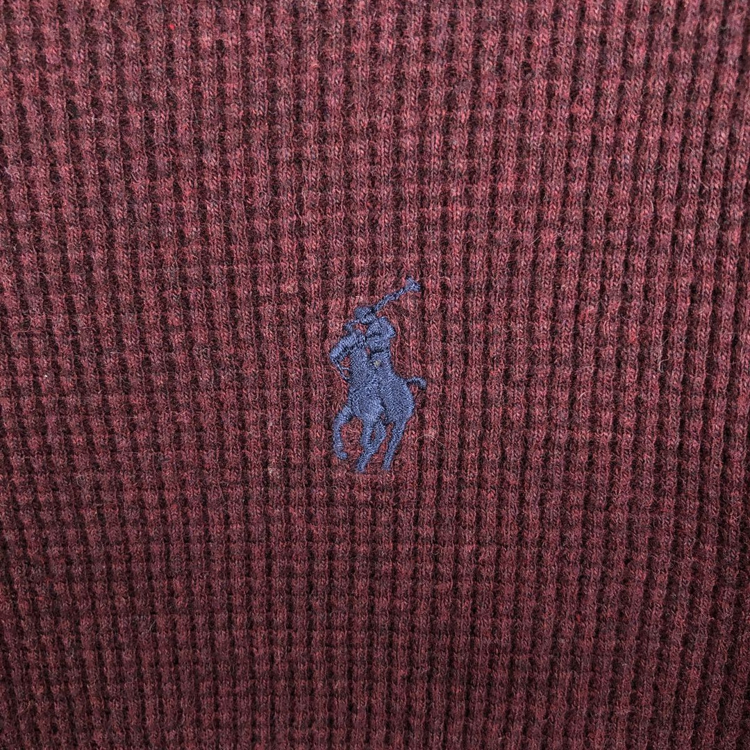 Ralph Lauren POLO RALPH LAUREN Thermal Long-Sleeve T-Shirt, Waffle Pattern, Women's Size L (approx.) cotton bordeaux Vintage Second Hand