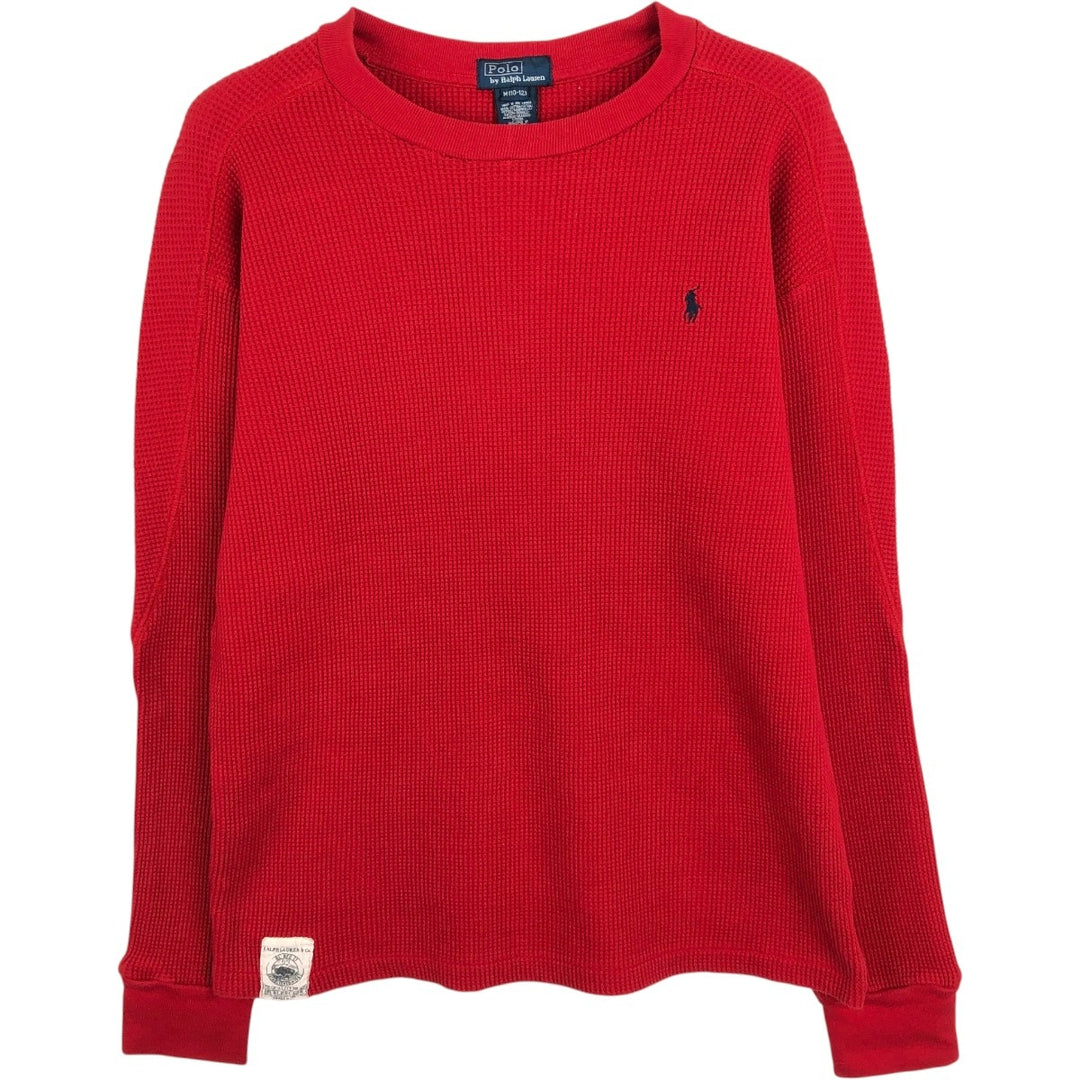 Ralph Lauren POLO by Ralph Lauren Thermal Long-Sleeve T-Shirt, Waffle Pattern, Women's Size M (approx.) cotton red type Vintage Second Hand