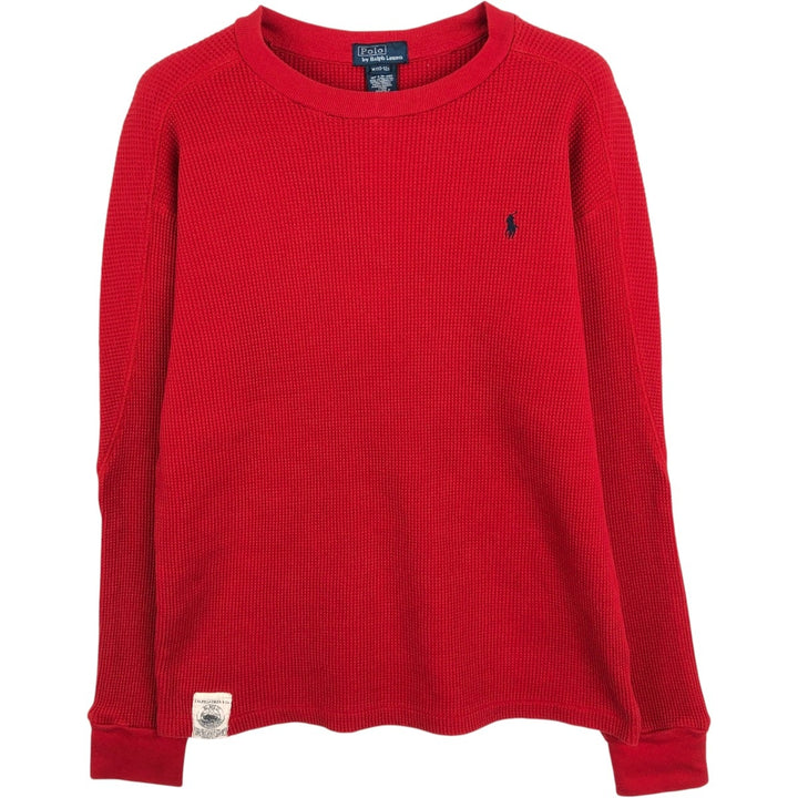 Ralph Lauren POLO by Ralph Lauren Thermal Long-Sleeve T-Shirt, Waffle Pattern, Women's Size M (approx.) cotton red type Vintage Second Hand
