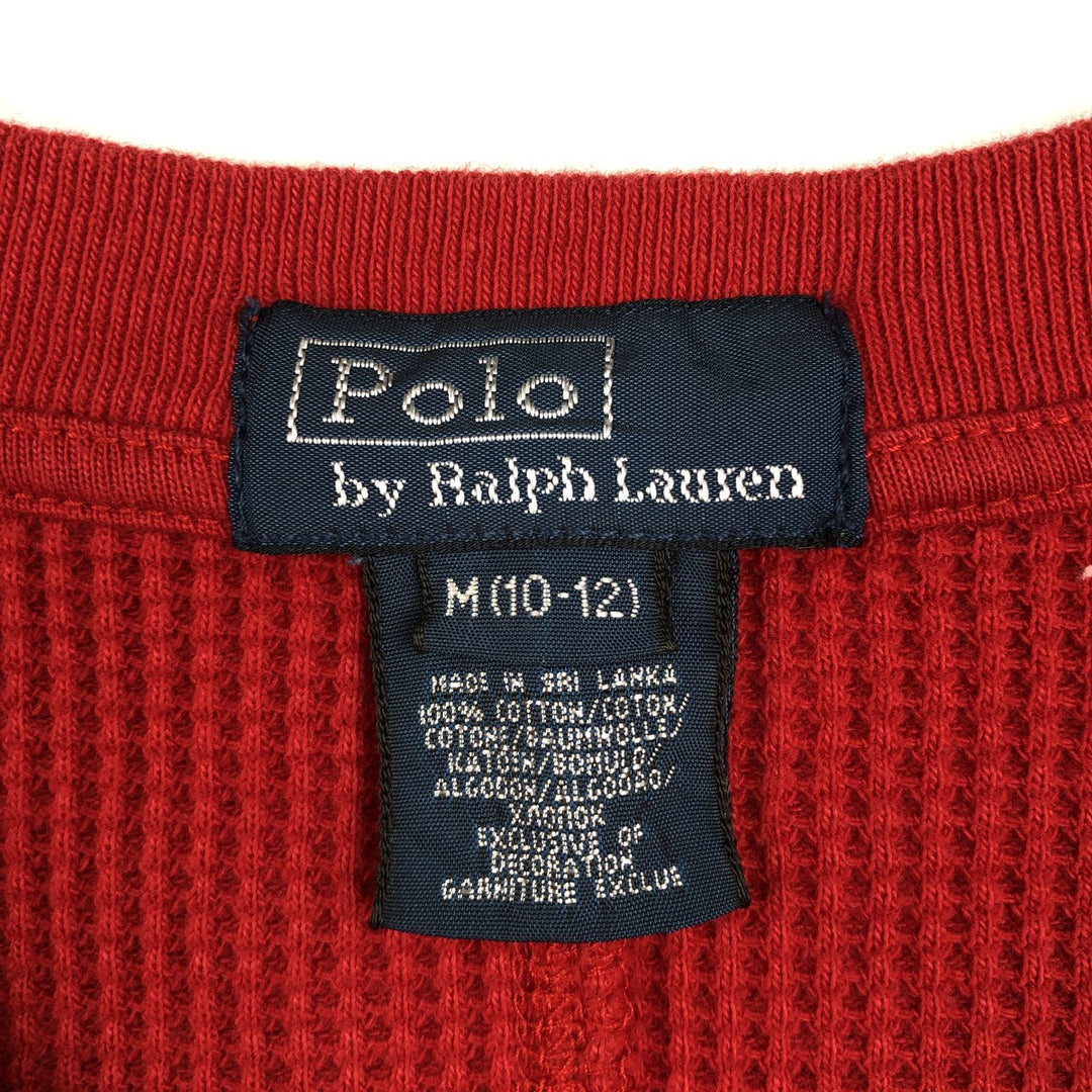 Ralph Lauren POLO by Ralph Lauren Thermal Long-Sleeve T-Shirt, Waffle Pattern, Women's Size M (approx.) cotton red type Vintage Second Hand