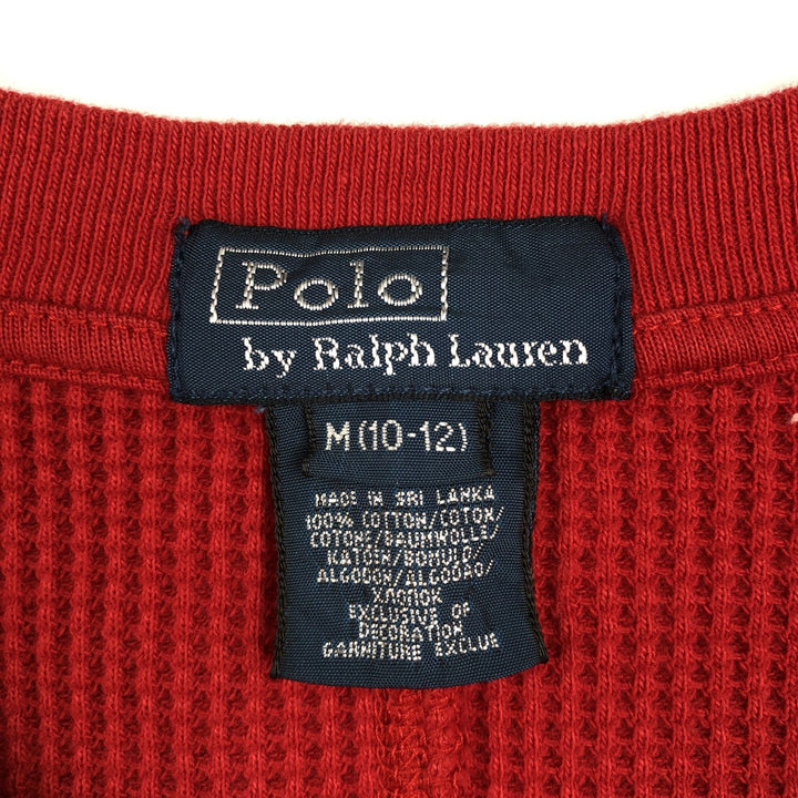 Ralph Lauren POLO by Ralph Lauren Thermal Long-Sleeve T-Shirt, Waffle Pattern, Women's Size M (approx.) cotton red type Vintage Second Hand