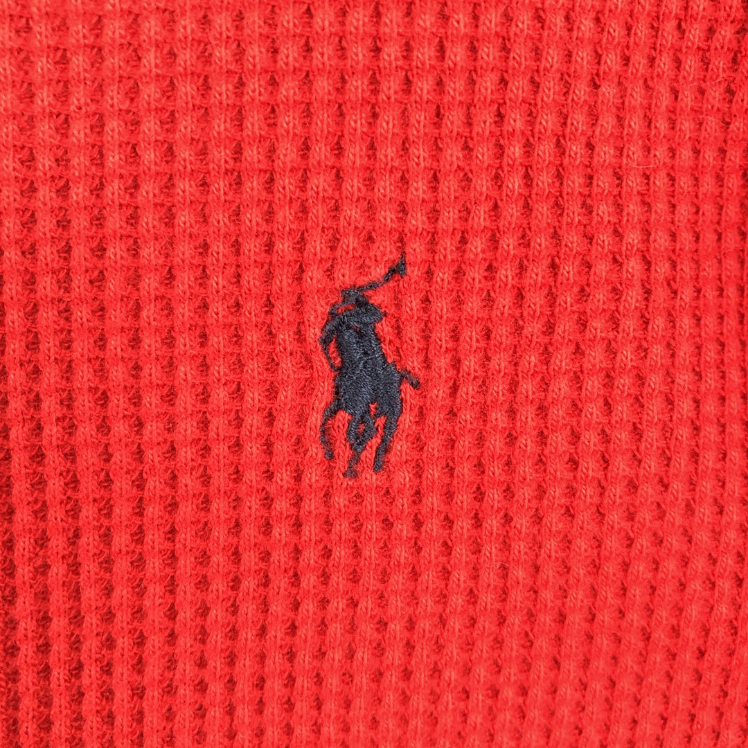 Ralph Lauren POLO by Ralph Lauren Thermal Long-Sleeve T-Shirt, Waffle Pattern, Women's Size M (approx.) cotton red type Vintage Second Hand