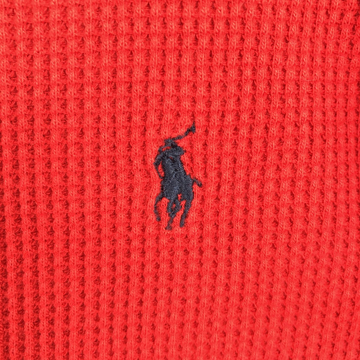 Ralph Lauren POLO by Ralph Lauren Thermal Long-Sleeve T-Shirt, Waffle Pattern, Women's Size M (approx.) cotton red type Vintage Second Hand