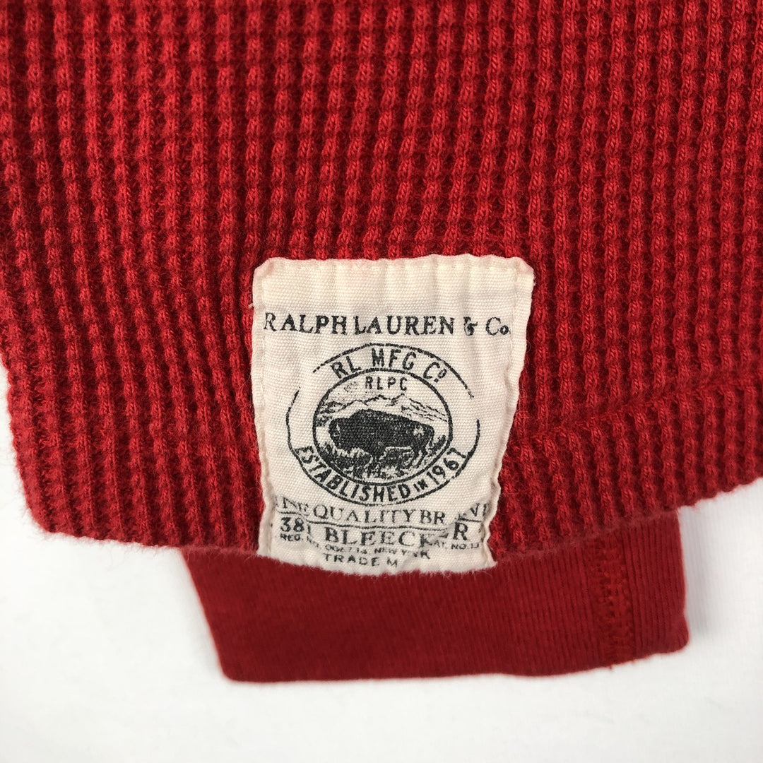 Ralph Lauren POLO by Ralph Lauren Thermal Long-Sleeve T-Shirt, Waffle Pattern, Women's Size M (approx.) cotton red type Vintage Second Hand