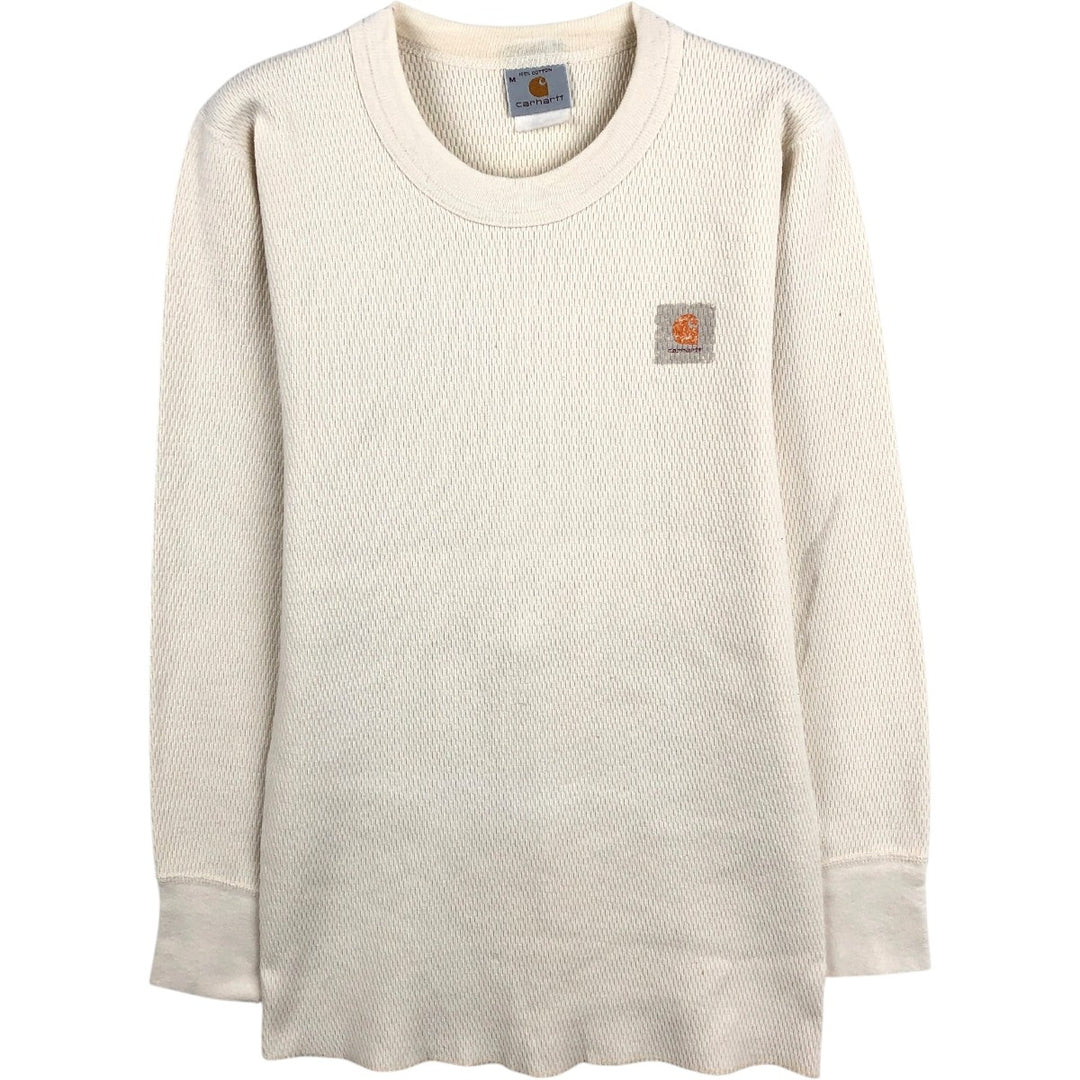 Carhartt Thermal Long-Sleeve T-Shirt, Honeycomb Pattern, Made in USA, Women's Size M (equivalent) cotton pale white type Vintage Second Hand