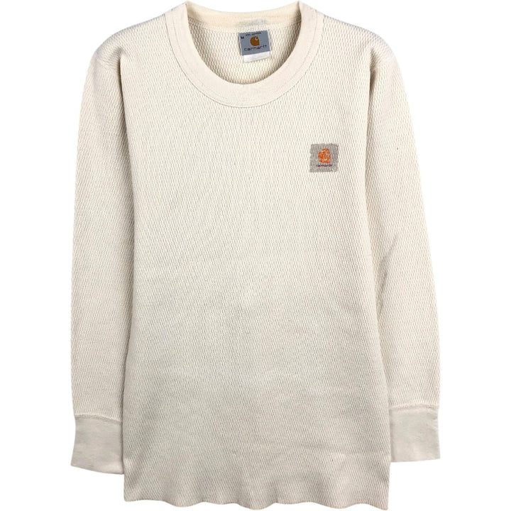 Carhartt Thermal Long-Sleeve T-Shirt, Honeycomb Pattern, Made in USA, Women's Size M (equivalent) cotton pale white type Vintage Second Hand