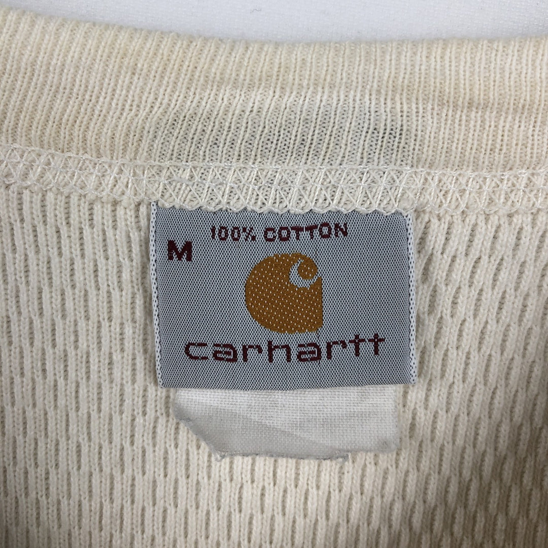 Carhartt Thermal Long-Sleeve T-Shirt, Honeycomb Pattern, Made in USA, Women's Size M (equivalent) cotton pale white type Vintage Second Hand