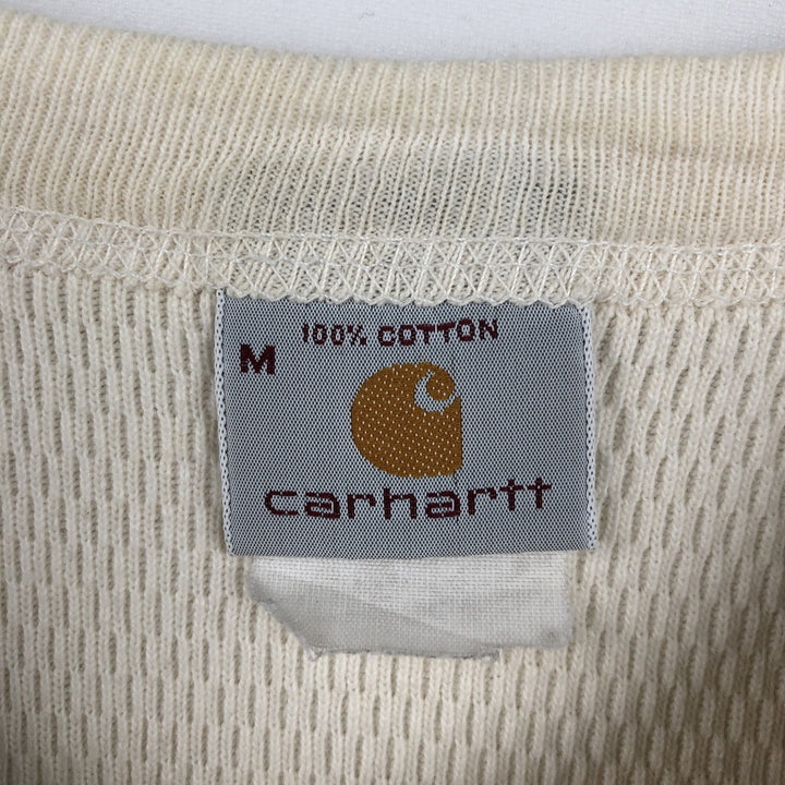 Carhartt Thermal Long-Sleeve T-Shirt, Honeycomb Pattern, Made in USA, Women's Size M (equivalent) cotton pale white type Vintage Second Hand