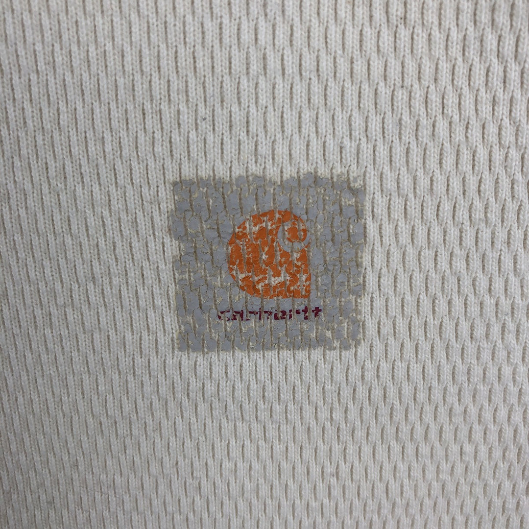 Carhartt Thermal Long-Sleeve T-Shirt, Honeycomb Pattern, Made in USA, Women's Size M (equivalent) cotton pale white type Vintage Second Hand
