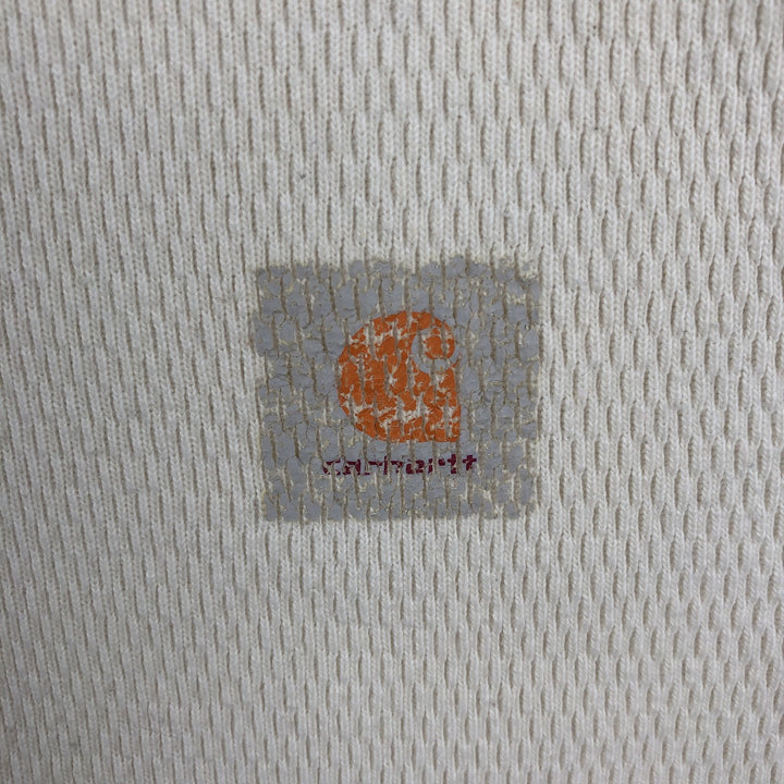 Carhartt Thermal Long-Sleeve T-Shirt, Honeycomb Pattern, Made in USA, Women's Size M (equivalent) cotton pale white type Vintage Second Hand