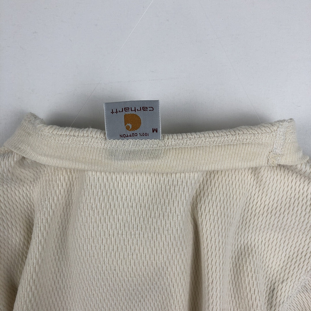 Carhartt Thermal Long-Sleeve T-Shirt, Honeycomb Pattern, Made in USA, Women's Size M (equivalent) cotton pale white type Vintage Second Hand