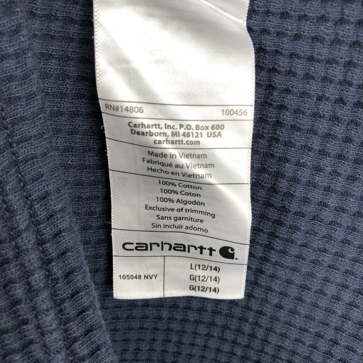 Carhartt Relaxed Fit Thermal Long-Sleeve T-Shirt, Waffle Pattern, Women's Size XL (approx.) cotton navy blue type Vintage Second Hand