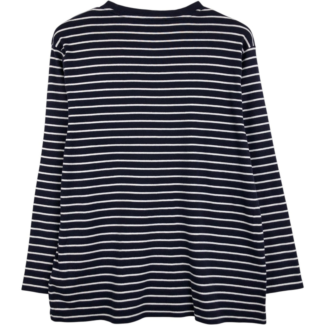 Ralph Lauren RALPH LAUREN SPORT Striped Pattern Long-Sleeve T-Shirt (Women's Size XL) cotton navy blue type Vintage Second Hand