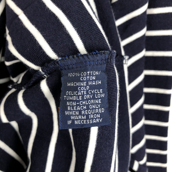 Ralph Lauren RALPH LAUREN SPORT Striped Pattern Long-Sleeve T-Shirt (Women's Size XL) cotton navy blue type Vintage Second Hand
