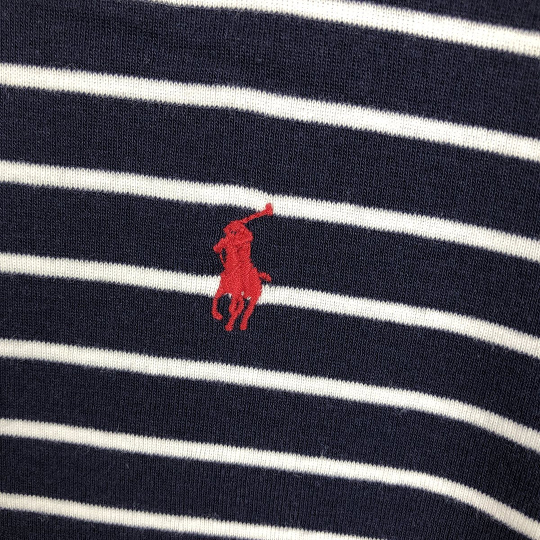 Ralph Lauren RALPH LAUREN SPORT Striped Pattern Long-Sleeve T-Shirt (Women's Size XL) cotton navy blue type Vintage Second Hand