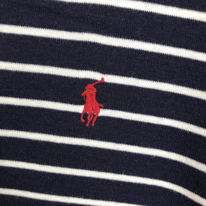 Ralph Lauren RALPH LAUREN SPORT Striped Pattern Long-Sleeve T-Shirt (Women's Size XL) cotton navy blue type Vintage Second Hand