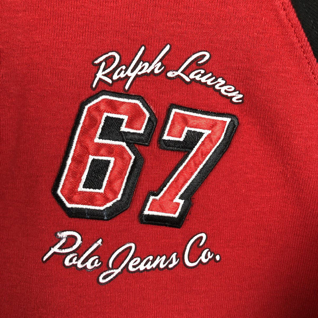 2000'S Ralph Lauren POLO JEANS COMPANY Slit Neck Long T-Shirt (Women's Size M) cotton red type Vintage Second Hand